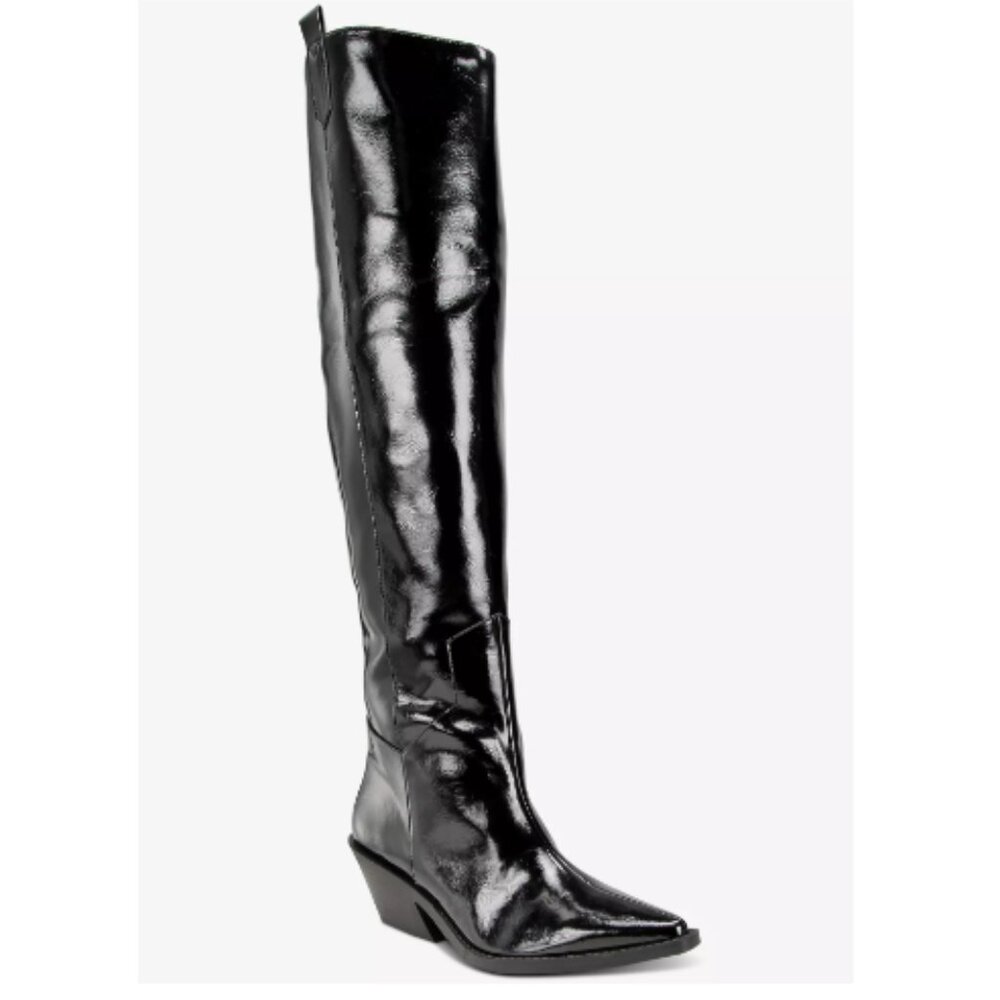 Wild Pair Women's Luela Faux Leather Over-The-Knee Western Boots Black 6.5M NWT